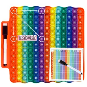 12*12 Multiplication Rainbow Push Pop BubbleFidget Math Toy, Sensory Stress Release NumbersCounting Learn to Read Educational Toy for Kids