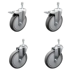 Service Caster SCC-TSTTL20S614-TPRB-M1015-2-S-2 Thermoplastic Rubber Swivel Threaded Stem Caster - 6 x 1.25 in. Gray Wheels & 10 mm Stems - 1200 lbs Total Capacity - Set of 4