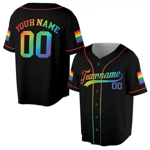 Rainbow Pride LGBT Team Unisex Baseball Jersey - Personalized LGBTQ+ Apparel with Name & Number Customization