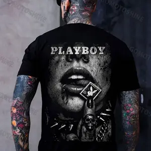 PLAYBOY Punk Bad Girl Retro Print T-shirt, hoodie unisex fashion, soft fabric, loose fit.