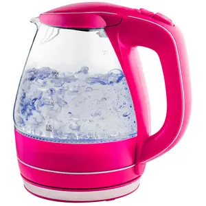 Electric Kettle  1.5l Borosilicate Glass Countertop Water Heater And Boiler For Coffee Or Tea Auto Shut-off Boil-dry Protection Removable Washable Spout Filter Pink Kg83f