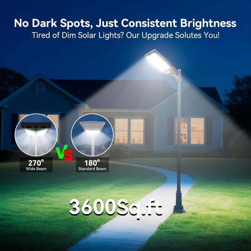 Solar Street Lights Outdoor, Solar Lights Outdoor Waterproof with Motion Sensor and Remote Control, Parking Lot Light Dusk to Dawn Security Flood Light for Yard, Garden