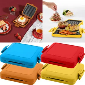 Microwave Sandwich Maker, Non-Stick Silicone Toast Rack, Adjustable Silicon Band Breakfast Cooking Tool, Omelet Maker, for Making Sandwiches, Steak, Hot Dogs