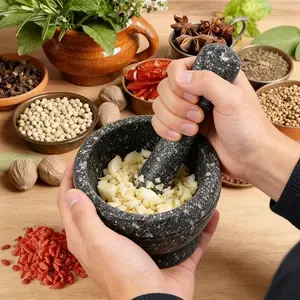 Resin mortar and pestle for grinding garlic, herbs, and spices, grinding bowl and garlic crusher, fruit and vegetable puree food accessory tool, small kitchen cooking tool, restaurant accessory
