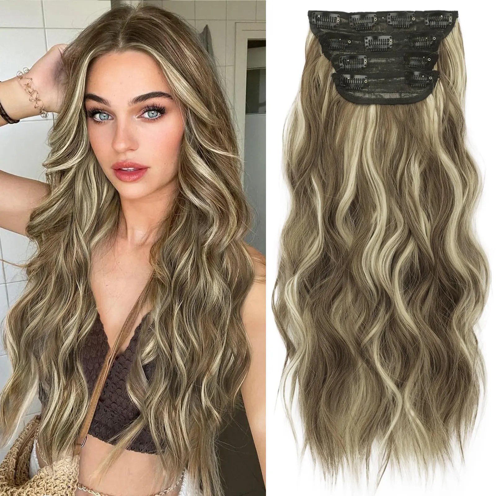 Medium Brown mix Ash Blonde