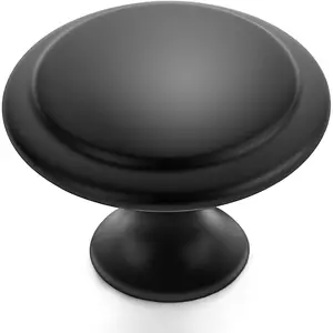 40 Pack Matte Black Kitchen Cabinet Knobs 1-1/4 Inch Round Drawer Pulls Flat Black Stainless Steel Drawer Handles Door Hardware for Dresser Cabinets