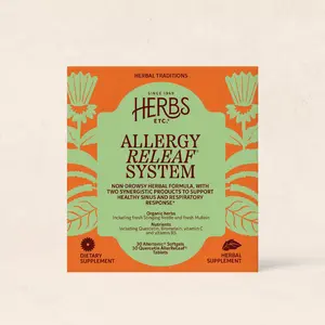 Herbs Etc. Allergy ReLeaf System - Seasonal Discomfort Supplement - Provides Support for Sneezing & Itchy Eyes - Supports Sinus Function - 30 Softgels (30 Servings)