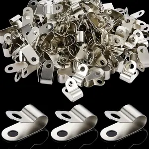 Funrous 150 Pieces Fence Clamp Aluminum Wire Clips Metal Fence Clamps(2, 4, 6 Gauge) Cattle Panel Clips for Tube Pipe Cord Installation