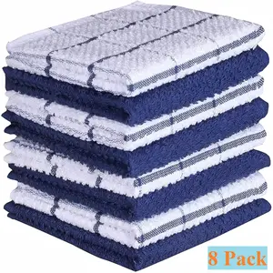100% Cotton Waffle Weave Kitchen Dish Cleaning Cloths 8 Pack, Ultra Soft Absorbent Quick Drying Dish Towels, 12 x 12 Inches, 8-Pack, Dark Grey