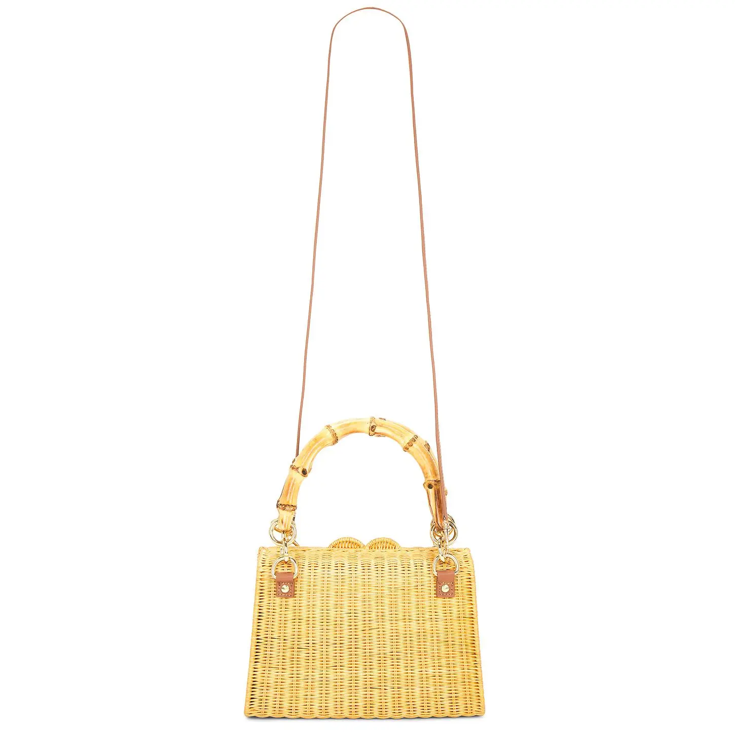 Serpui Valentina Wicker Top Handle Bag in Light Honey