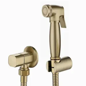 Brushed Gold Douche Kit Hand Held Bidet Sprayer brass Toilet Bidet faucet Shattaf Valve Jet Set hygienic shower
