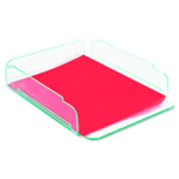 Lorell Acrylic Letter Size Single Stacking Desk Tray, Clear & Green