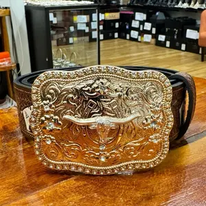 GOLD LONGHORN WESTERN BUCKLE