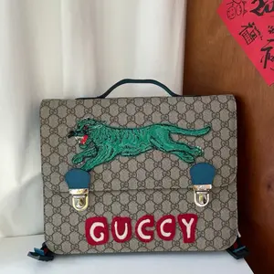 Pre-owned GUCCI leather Backpacks GG coated canvas backpack
