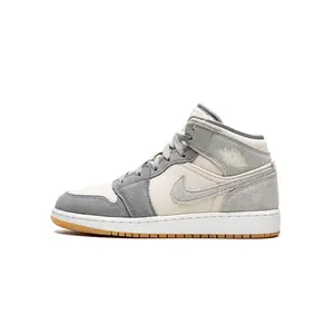AIR JORDAN 1 Mid SE GS Sneaker, "Coconut Milk-Particle Grey" Colorway, Style Code DN4346-100