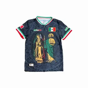 México Virgencita & San Juditas Jesey Black Color Authentic Design with Distinctive Mexican Graphics Slim-Fitting