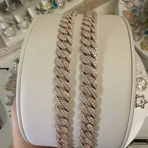 8.6ctw 10mm 2tone Sterling Silver Moissanite Cuban Link Bracelet. Choice of 7.5” or 8”