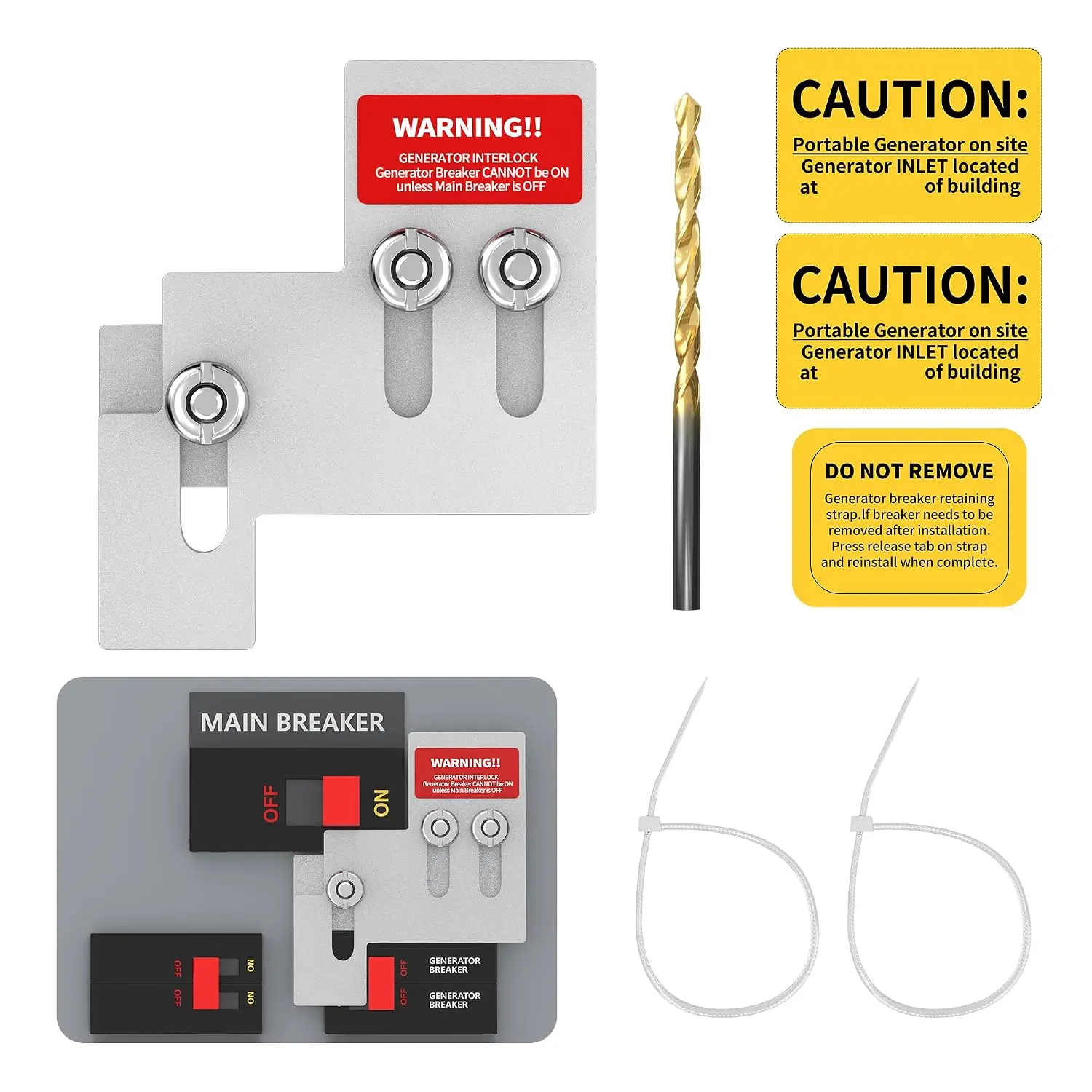 Generator Interlock Kit Compatible with  QO or Homeline 100 or 125 Amp Panels, Interlock Kit with 3/4 to 7/8 Inches Spacing Between Main and Generator Breaker