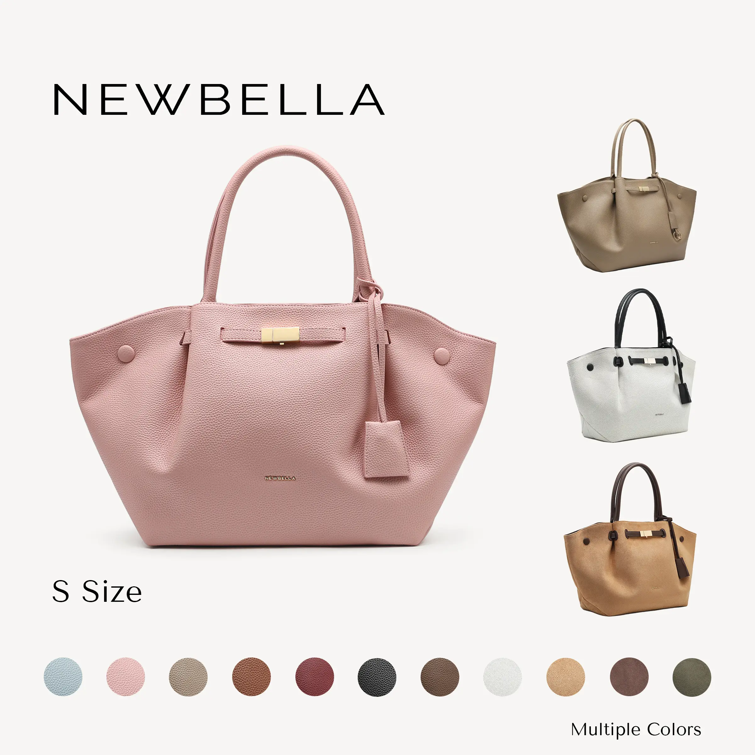 NEWBELLA Marella S Top Handle PU Leather Tote for Women - Collapsible Work & Everyday Bag with Magnetic Lock, Fits 11" Tablet