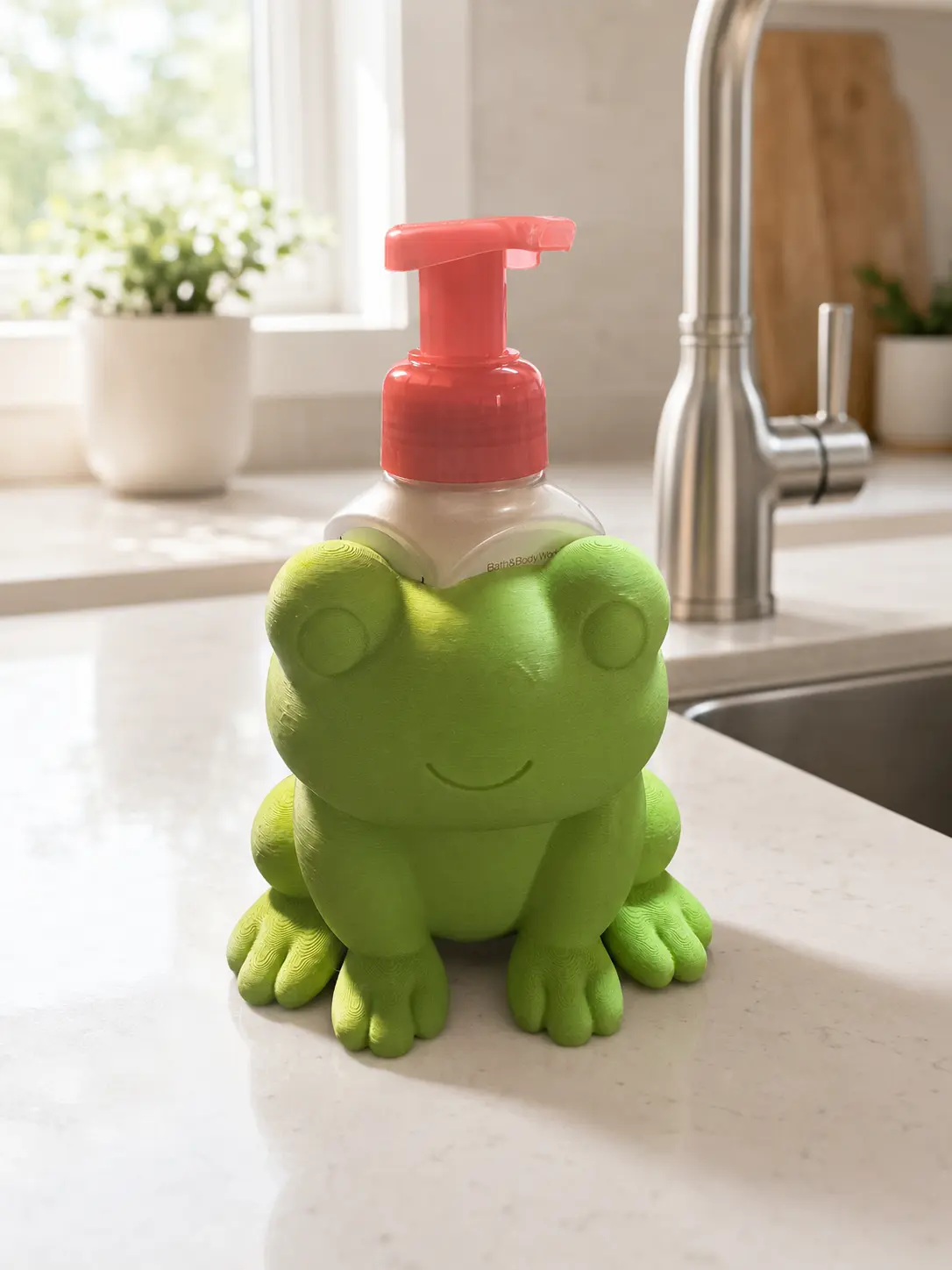 Frog Foaming Hand Soap Holder | Cute 3D-Printed Kitchen & Bathroom Sink Decor