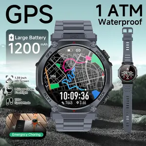 SIMSONLAB GPS Smartwatch, 1200mAh Battery Life, 1ATM Waterproof, Flashlight, Type-C Charger, Reverse Charging Phone Emergency, 100+ Sports Modes, 1.39 Inch HD Display, Outdoor Sports, T-Rax3, Gift