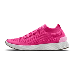 NOBULL Women's Allday Knit Shoe in Neon Pink White - Everyday Walking Sneaker, Comfortable Slip-On Shoe, Casual Trainer