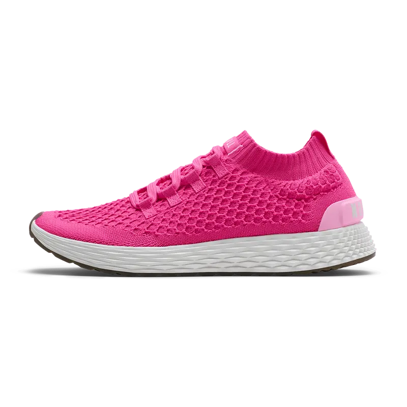 NOBULL Women's Allday Knit Shoe in Neon Pink White - Everyday Walking Sneaker, Comfortable Slip-On Shoe, Casual Trainer