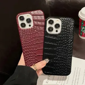 Luxury snake pattern PU crocodile pattern mobile phone case for iPhone 17 16 15 pro 14 13 12 11 Pro Max Air pro hard leather mobile phone protective case