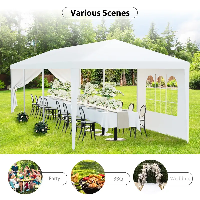 Zeny Multi-Size Steel Frame Rectangular Outdoor Canopy Shelter - UV 90% Shield, 2 Solid Removable Walls, 6 Window Airflow, Polyethylene, Hardware Included, Temporary Setup, for Parties, Weddings (10x30, 20, 10 Size Options)