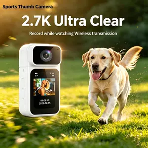 128GB 2.7K Ultra HD Mini Action Camera Thumb POV Portable Body Cam with Anti-Fall Protection Helmet Mount for Bike Cycling Vlogging Pet Video Recorder outdoorfun