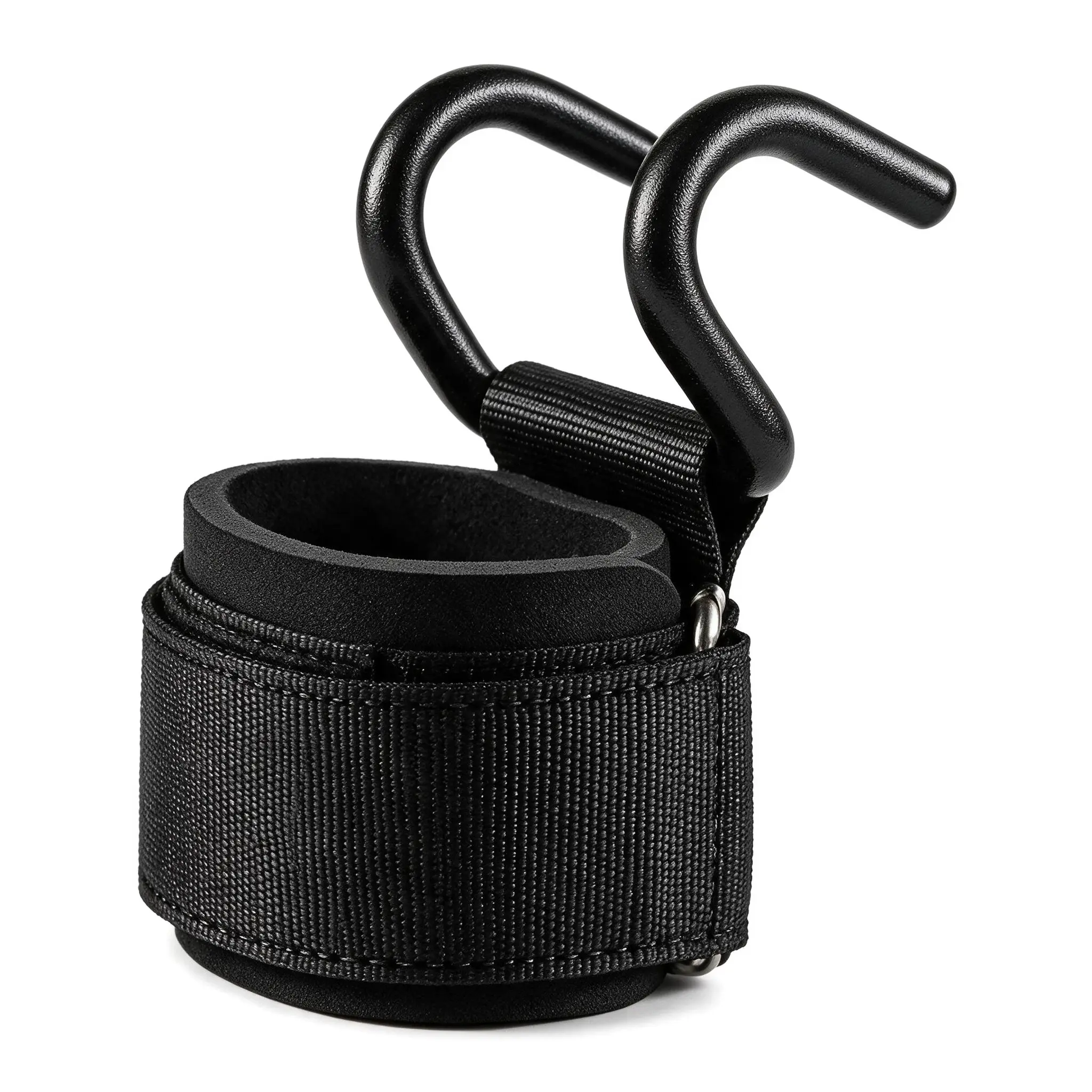 Weight Lifting Hooks with Padded Wrist Straps, Heavy Duty Solid Steel Gym Lifting Hooks for Deadlifts, Barbell Rows, Lat Pulldowns & Weighted Pull-Ups, Non-Slip Adjustable Wrist Support Gym Grip Hooks for Men Women Powerlifting Strength Training
