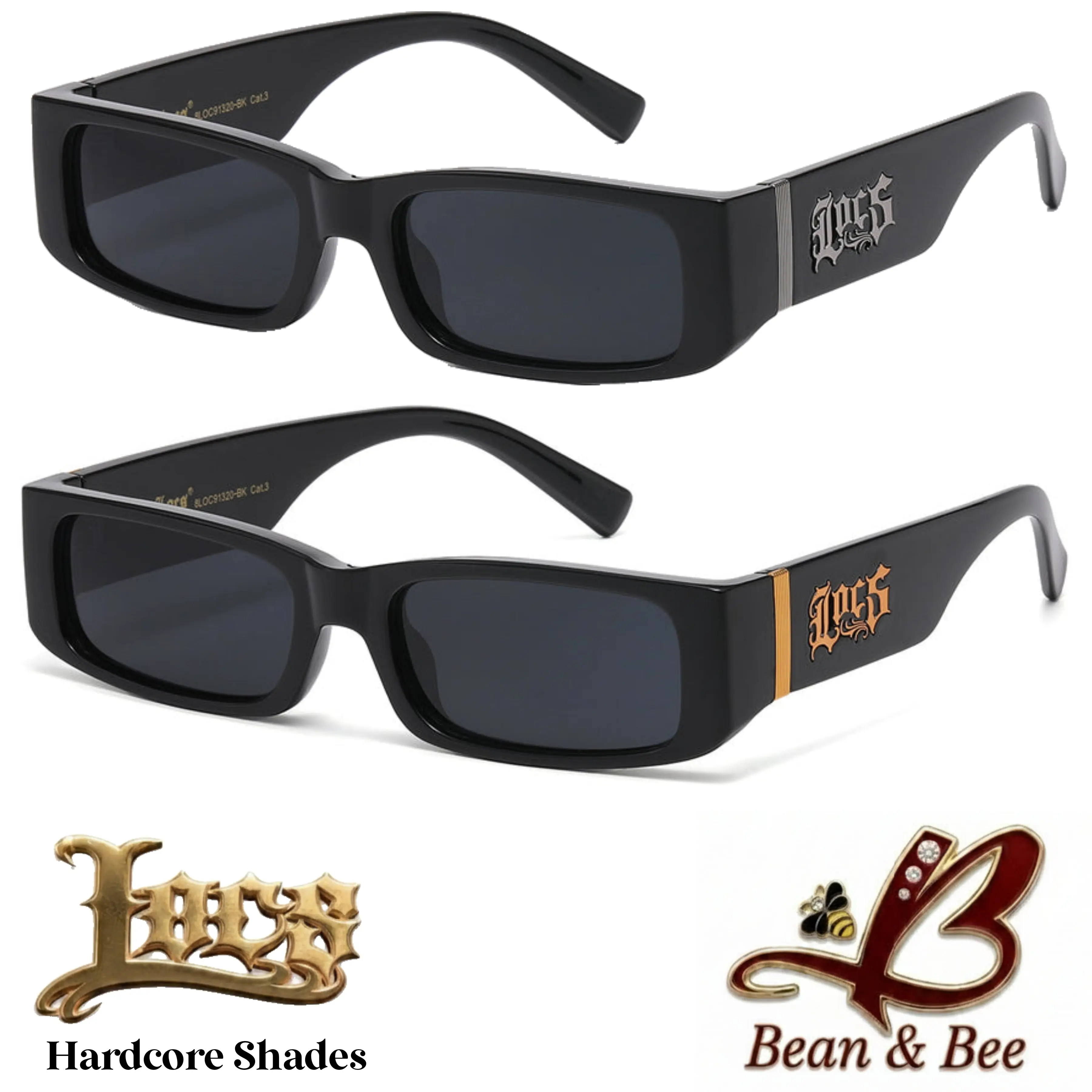 Locs Cruiser Kings Hardcore Shades | LOCS Streetwear Sunglasses — Silver & Gold Hardware
