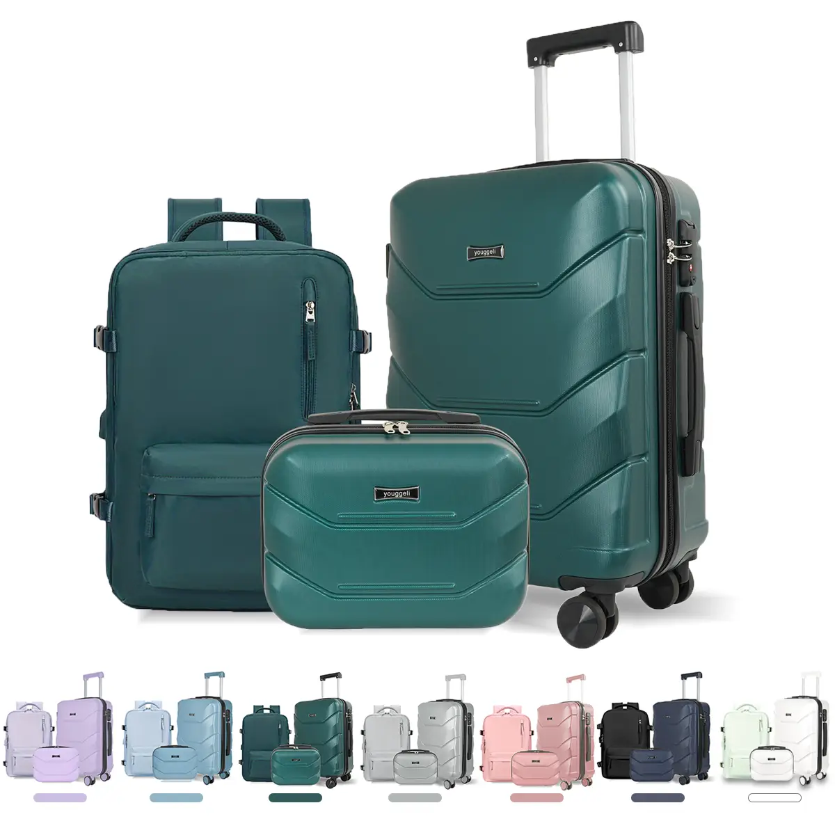 YGL 3-piece/2-piece carry-on luggage set & airline-approved size, convenient, multiple colors. Includes a computer backpack. Features,dry-wet separati