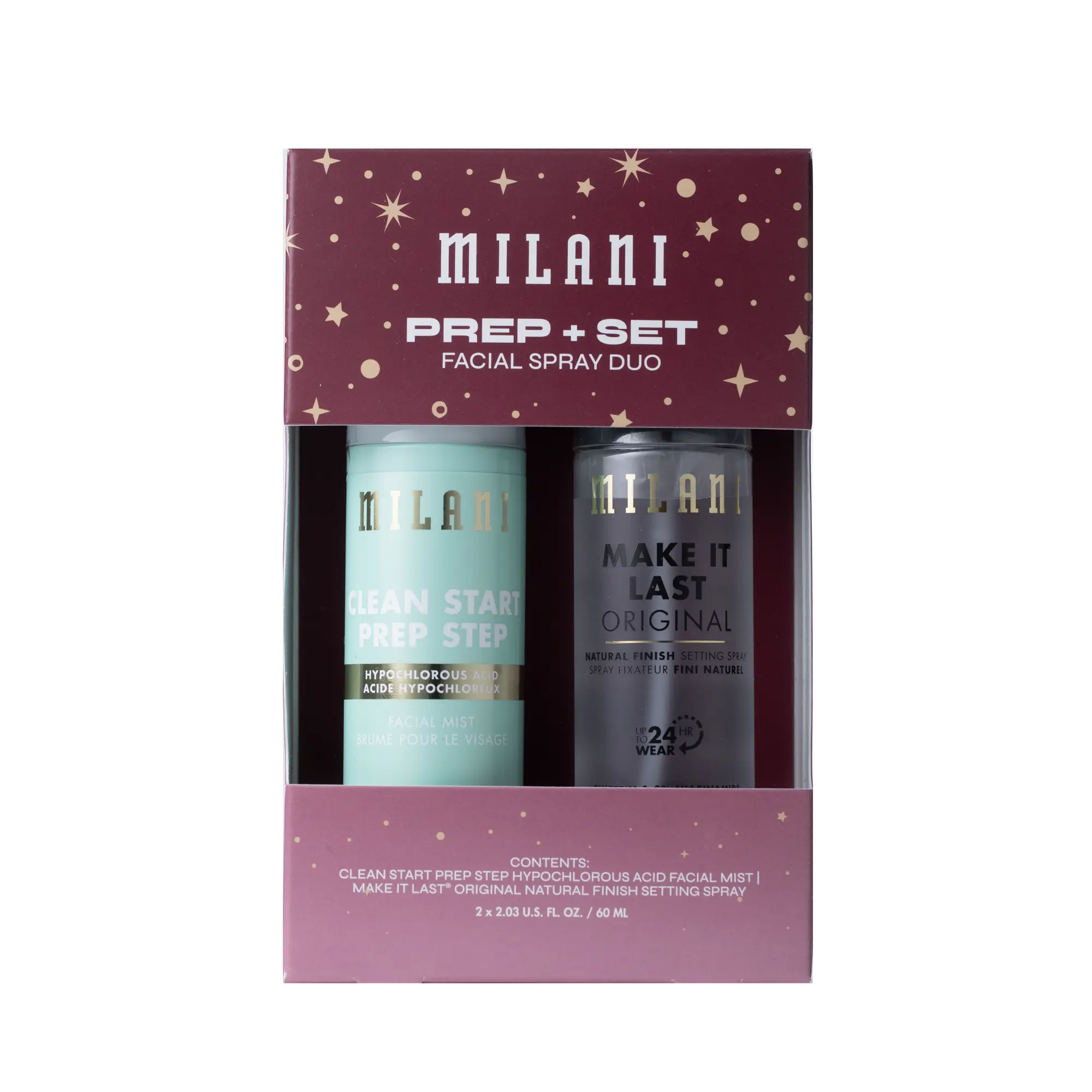 Milani Cosmetics Prep & Set Facial Spray Duo - Clean Start Prep Step ...