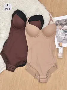 Women's Slimming Body Shaper One-Piece Set, Shapewear, Underwear, Adjustable Strap, Patchwork Pattern, Regular Fit, All-Season Wear, Casual Style