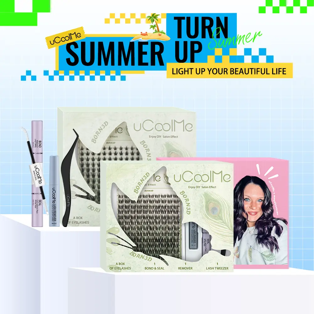 uCoolMe Born 3D VIVI Lash Clusters Gift Set, Demure False Eyelash Extensions for DIY at Home, Cluster Lashes with Bond & Seal and Remover, Beginner Friendly Beauty Gifts for Her