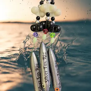 Silver Fox Super Spook Jr Catfish Rig 3 Pack Dark Steel Silver Fishing Gear Set with Pre Tied Hooks & Tackle Accessories