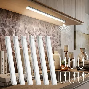 6-Pack Magnetic Under-Cabinet LED Lights, Rechargeable Human Motion-Sensor & Motion-Sensor Lamps for Kitchen, Bedroom, Closet & Sink Area, Modern Under-Cabinet Downlighting with Long-Lasting Lithium Polymer Batteries