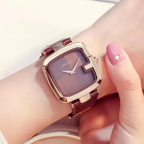 Women's Elegant Square-Dial Fashionable Wristwatch with Box, Casual Trendy Wristwatch for Women and Girls, Versatile Exquisite Watch for Birthday Present