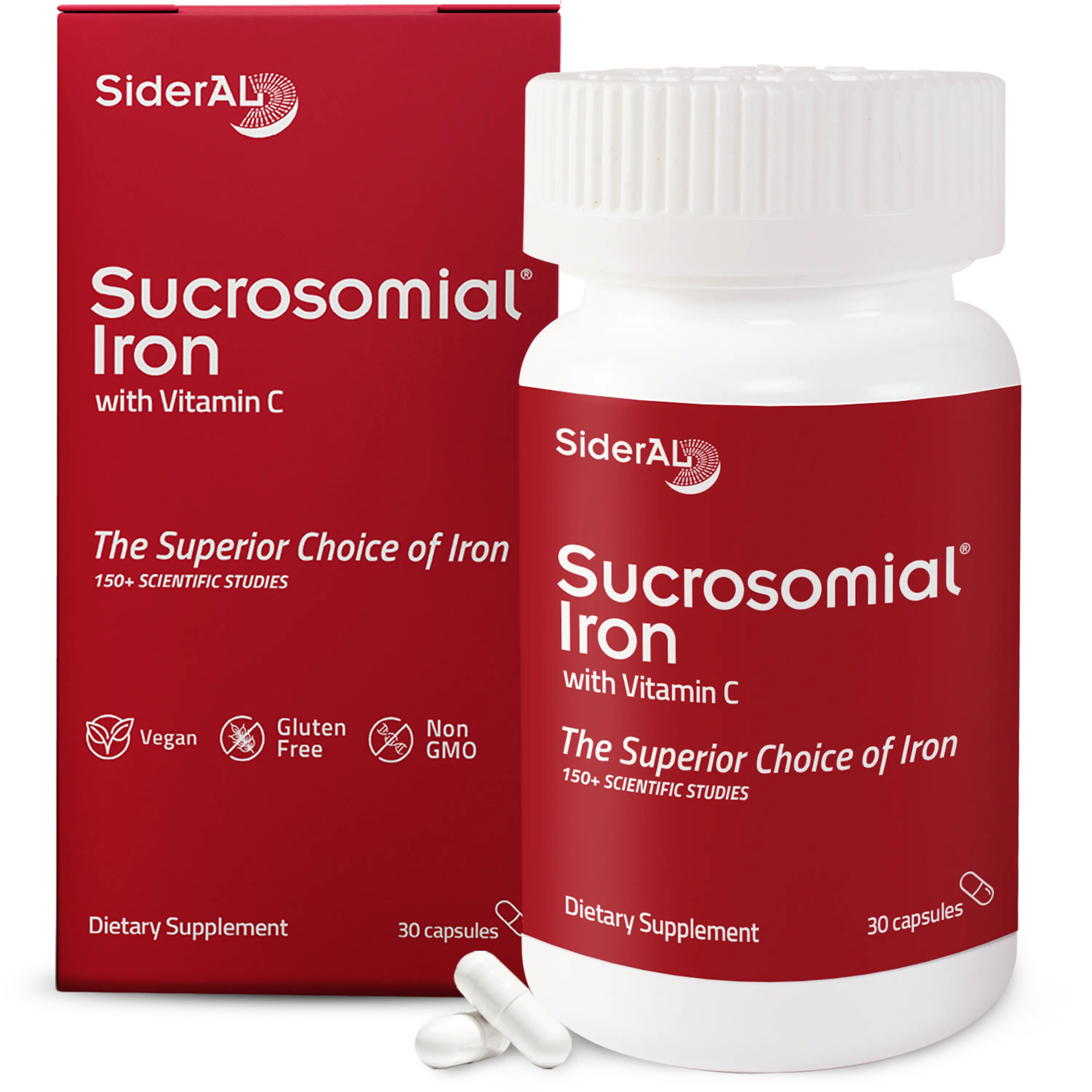 SiderAL Forte Iron & Vitamin C Supplement Capsules Clinically Proven 3-4x Better Absorption Organic Vegan Gluten-Free Lactose-Free 30 Capsules