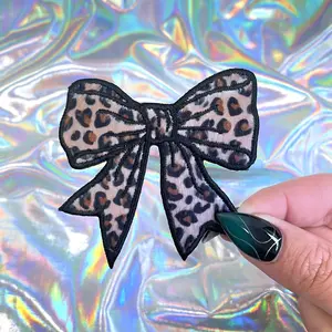 Leopard Print Coquette Bow Iron On Patch