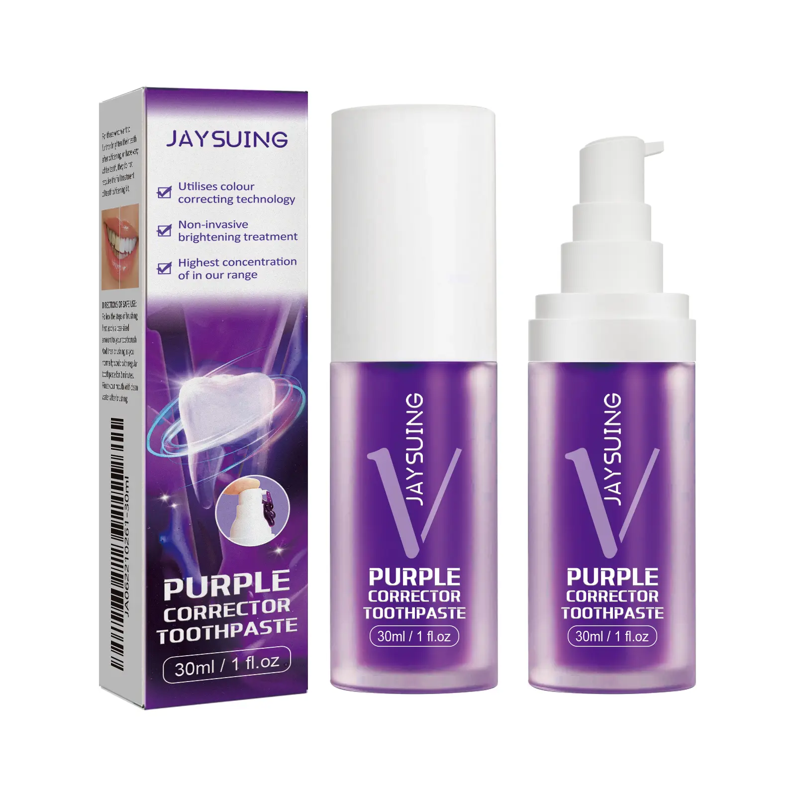 30ml Purple Shade Balancing Daily Toothpaste with Color Adjust Formula, Mildly Clear Coffee Tea Food Residue, Even Uneven Tooth Surface Tone Portable Oral Care