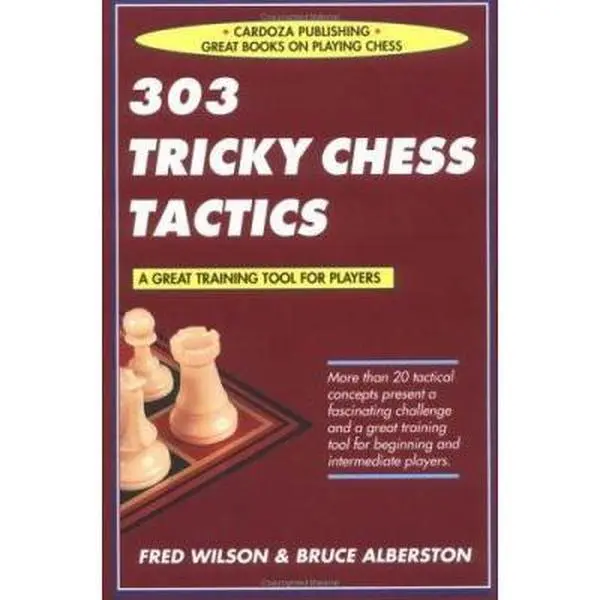 Used Paperback Book - 303 Tricky Chess Tactics by Fred Wilson (English) - Tactical Chess Puzzles Training Tool for Advanced Beginners (0.63lbs)