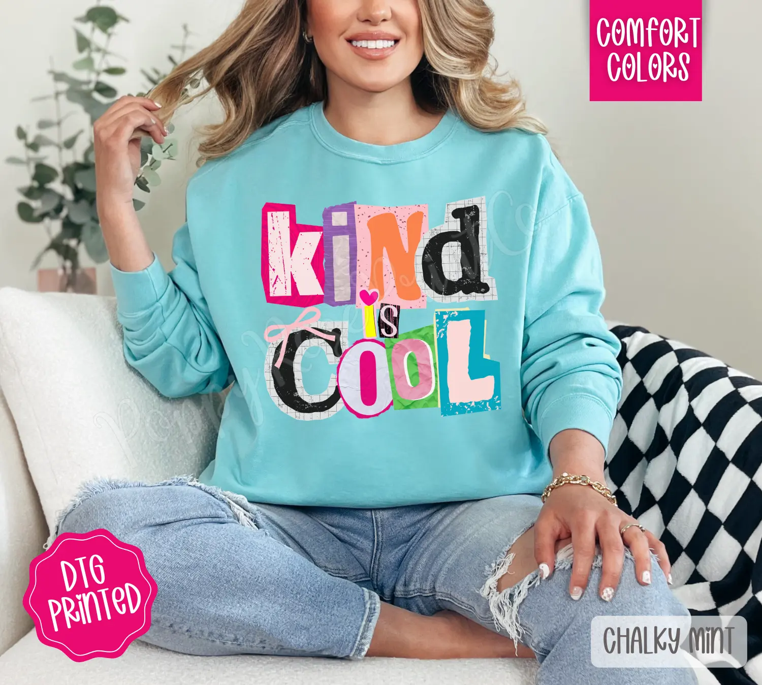 Kind Is Cool Sweatshirt Comfort Colors,  Trendy Women's Crewneck