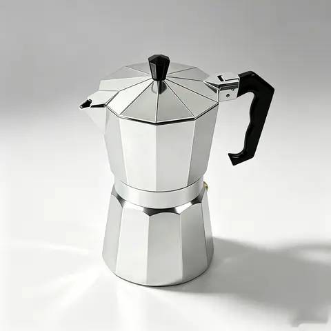 Traditional Aluminum Stovetop Espresso Maker - Lightweight & Efficient 0-500 ml Coffee Machine with Heat-Resistant Handles, Built-In Pressure Safety Valve, Compatible with Gas/Electric Stoves, Recreates Flavor for Studio Apartment, Camping