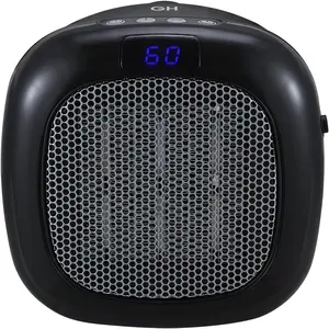 Good Housekeeping 750W Power Wall-Mount Mini Space Heater - Radiant Heat, Thermostat, Remote Control, Corded Unit, Wall Plug-In for Indoor Use (Black)
