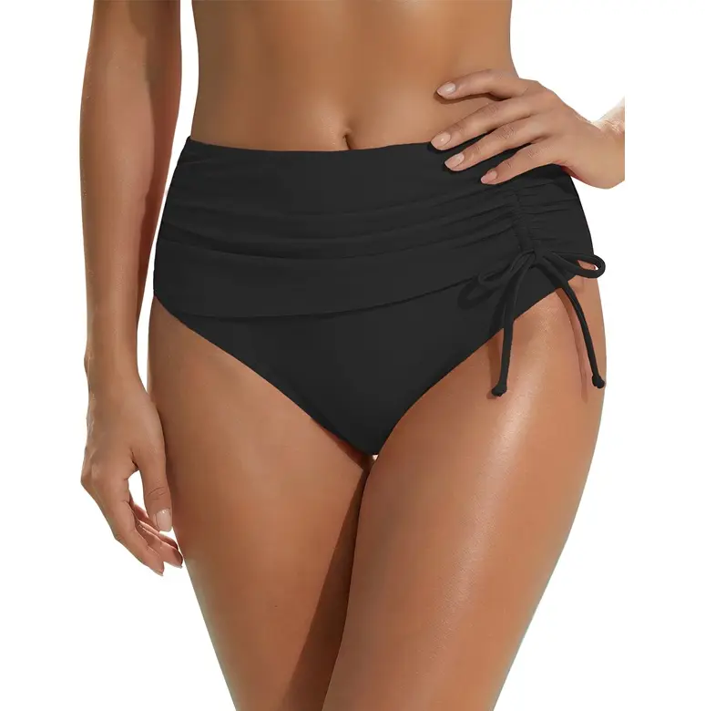 Blooming Jelly Womens High Waisted Bikini Bottoms Tummy Control Swim Suit Brief Drawstring Ruched Bathing Suit Bottom #SwimWeek #Summervibes