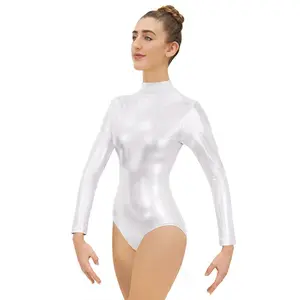 Eurotard 19131 Womens Metallic Mock Neck Long Sleeve Leotard