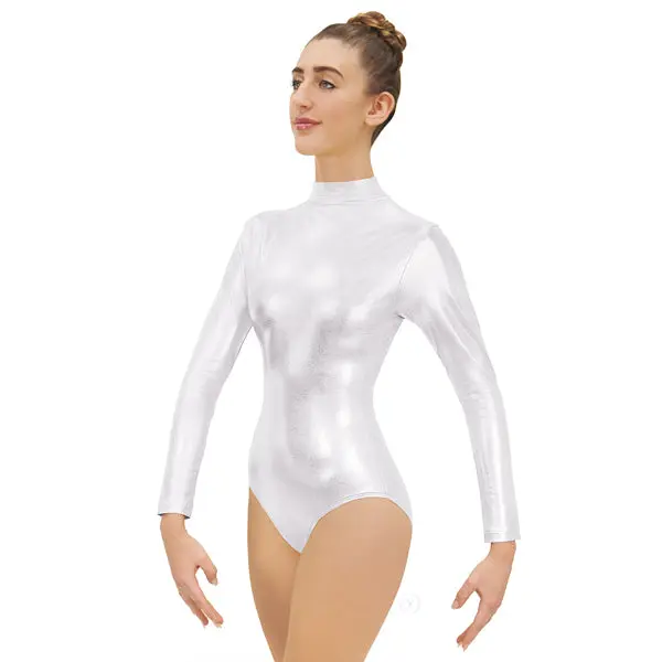 Eurotard 19131 Womens Metallic Mock Neck Long Sleeve Leotard