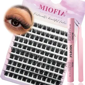 120 Pcs 3D Natural False Eyelashes D Curl Segmented Set, False Eyelash Kit, Glue & Tweezers Included, 8-14mm Long Mixed, Easy Wear, DIY Handmade, Eyelash Extensions